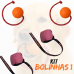KIT BOLINHAS 1 (2 bolas de borracha com corda 6 cm, 2 bolas de tecido)