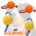 KIT BOLINHAS 2 (2 bolas de borracha com corda 7 cm, 2 bolas de tecido)