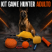 KIT GAME HUNTER ADULTO (Travesseiro Adulto, Bite Disc G Hard, Bola de Tecido G Hard, Bola de Borracha 7 cm) Salcicha 350 x 8 Cm)
