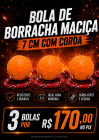 BOLA BORRACHA MACI&Ccedil;A 7 CM DI&Acirc;METRO (COM CORDA) 3 BOLAS